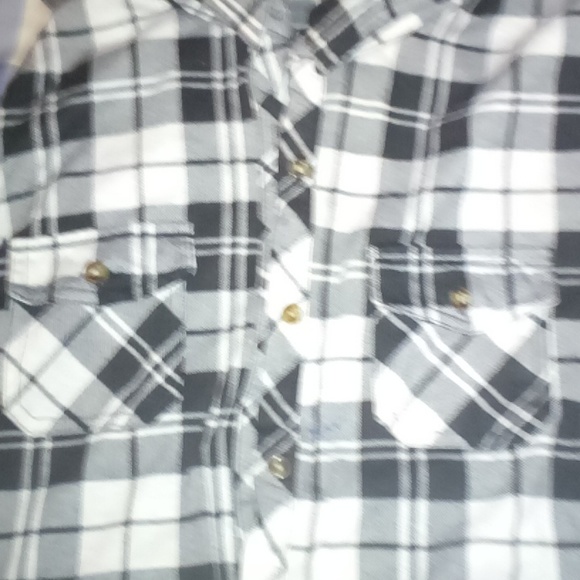 Passport black and white button down long sleeve flannel shirt - Picture 2 of 4